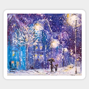 Snowfall At Night Sticker